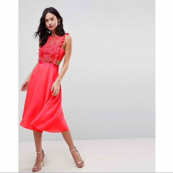 🛍SOLD🛍 Lace Pinafore Pleated Midi Dress - Picture 2 of 7